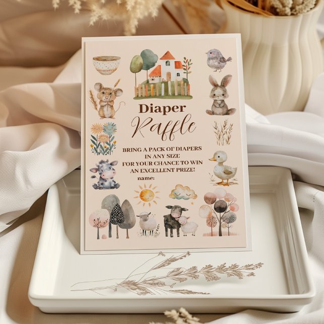 Grünpflanzen Tiere Barnyard Raffle Diapper Begleitkarte (Von Creator hochgeladen)