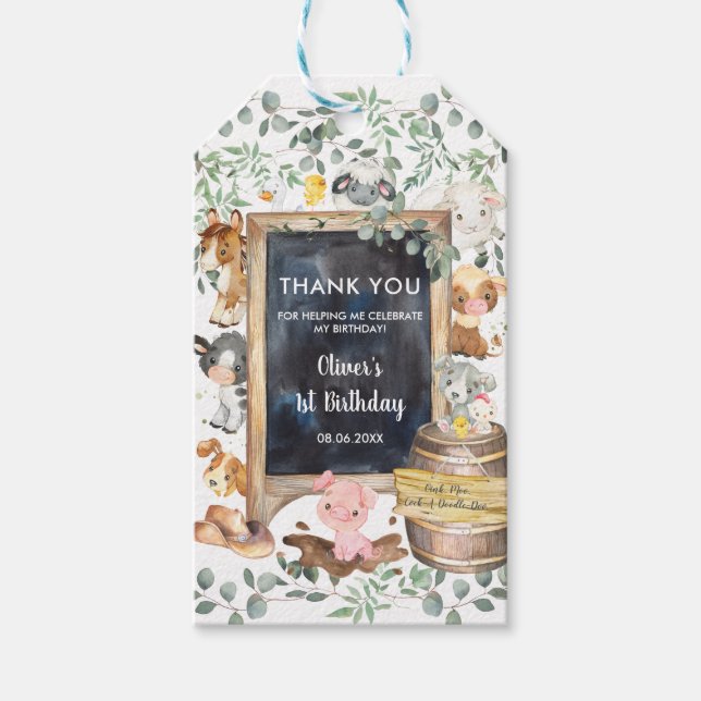 Grünpflanzen Tiere Geburtstag Baby Dusche Gefallen Geschenkanhänger (Vorderseite)
