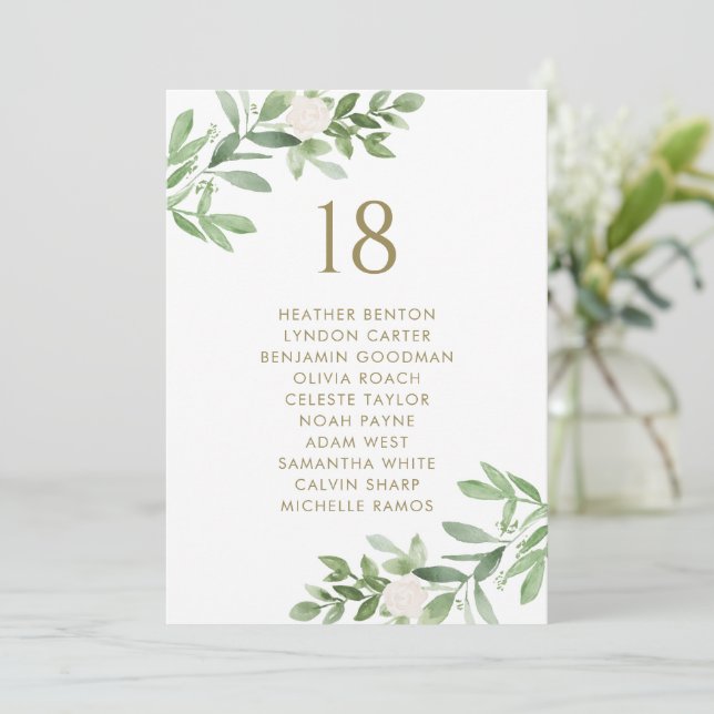 Grünpflanzen und Blume Gold-Hochzeitssattel Ankündigung (Stehend Vorderseite)