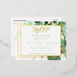 Grünpflanzen und botanische Hochzeiten Folie Einladungspostkarte