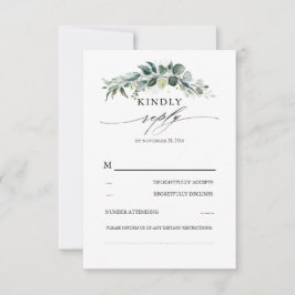 Grünpflanzen und Eukalyptus-Foliage RSVP Karte