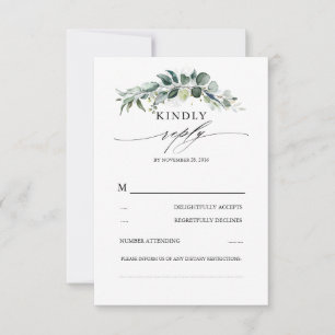 Grünpflanzen und Eukalyptus-Foliage RSVP Karte