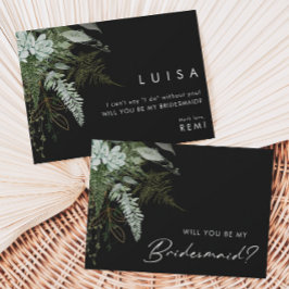 Grünpflanzen und Gold Black | Bridesmaid-Vorschlag Einladung