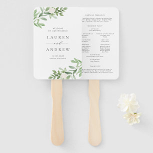 Grünpflanzen und weiße Blumen Goldene Hochzeitspro Fächer