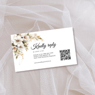 Grünpflanzen Weiße Blumen QR-Code Begleitkarte