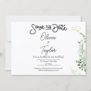 Grünpflanzen Whimsical Save the Date Einladung