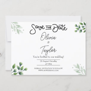 Grünpflanzen Whimsical Save the Date Einladung