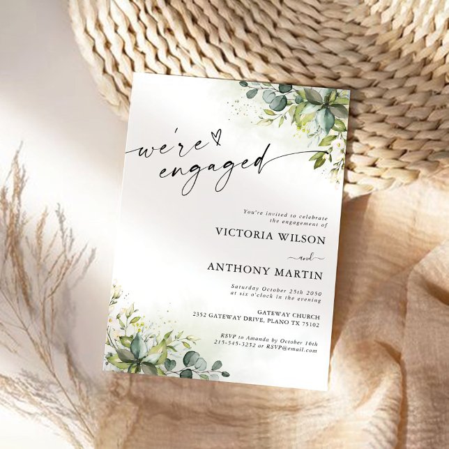 Grünpflanzen Wir sind verlobte Einladung (Von Creator hochgeladen)