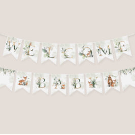 Grünpflanzen Woodland Animals Kinderdusche Dekorat Wimpelkette