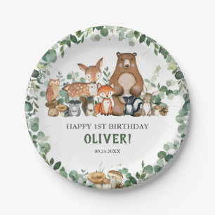 Grünpflanzen Woodland Animals Kinderdusche Geburt Pappteller