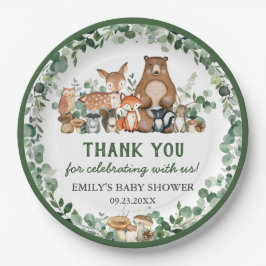 Grünpflanzen Woodland Animals Kinderdusche Geburts Pappteller