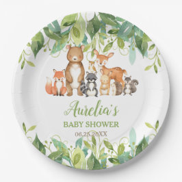 Grünpflanzen Woodland Animals Kinderdusche Geburts Pappteller