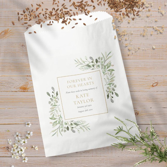Grünpflanzensamen-Packet-Beerdigung Geschenktütchen (Greenery Seed Packet Funeral Memorial Favor Bag)