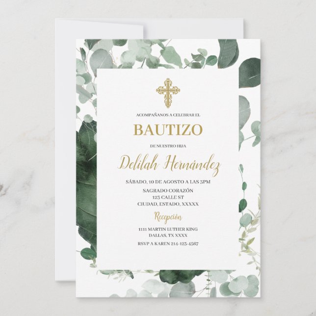 Grünrahmen - Taufveranstaltung Einladung (Vorderseite)