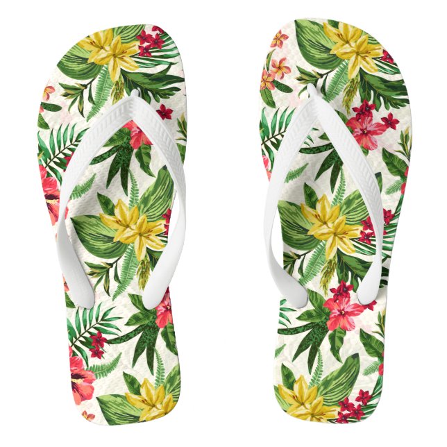 Grünrosa gelbes tropisches Blossom Flip Flops (Fußbett)