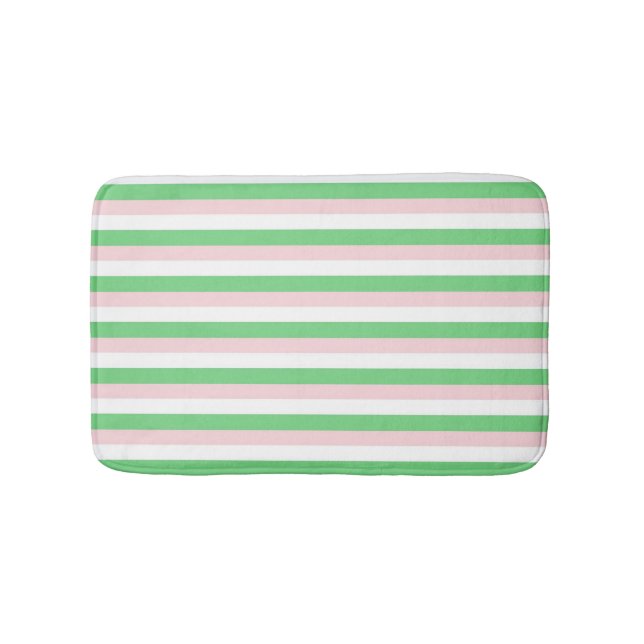 Grünrosa Muster für horizontale Streifen Badematte (Vorderseite)