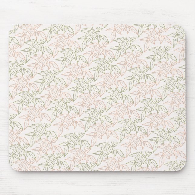 Grünrosa Retro Vintages Leaf-Muster Mousepad (Vorne)