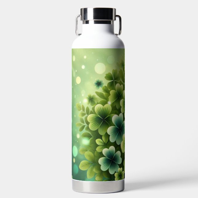GRÜNSCHATTEN IRISCH KELTISCHE SHAMROCKS TRINKFLASCHE (Vorderseite)
