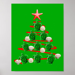Grünschildkröten Weihnachtsbaum Poster