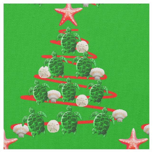 Grünschildkröten Weihnachtsbaum Stoff (Nahaufnahme)
