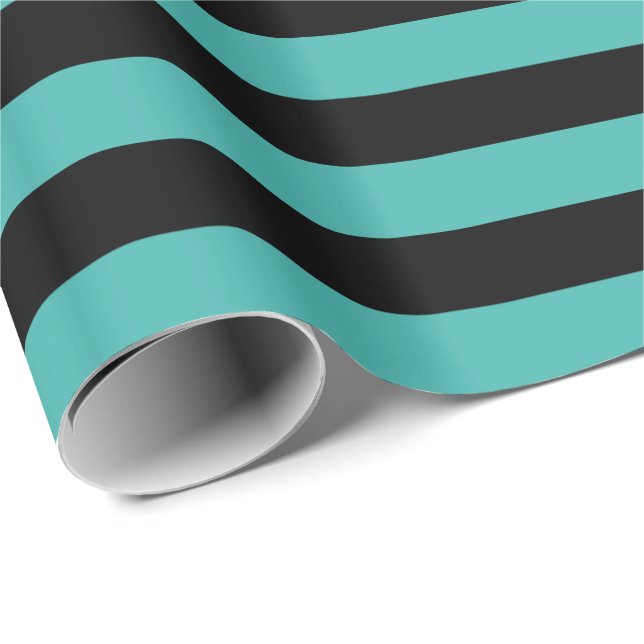 Grünspan Grün und Schwarz gestreift Geschenkpapier (Rolleneckpunkt)