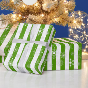 Grünstreifen und Schneeflocken Geschenkpapier