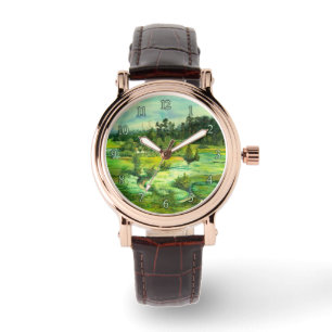 Grüntal-Malerei Wasserfarbe Armbanduhr