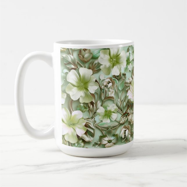 Grüntöne, Blumenmuster Kaffeetasse (Links)