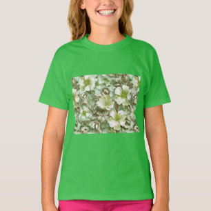 Grüntöne, Blumenmuster T-Shirt