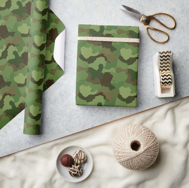 Grüntöne der Armee & Browns Camouflage Geschenkpapier (Kunsthandwerk)