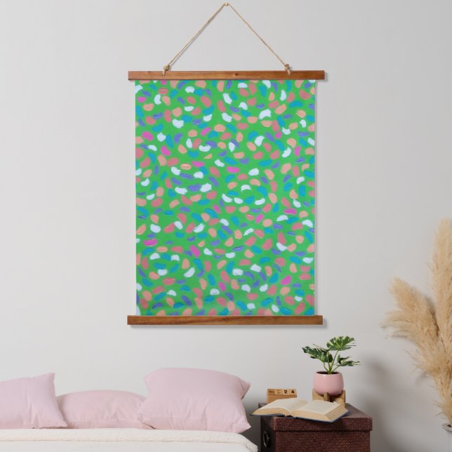 Grüntöne des Frühlings Malerische Kunst Wandteppich Mit Holzrahmen (Schlafzimmer)