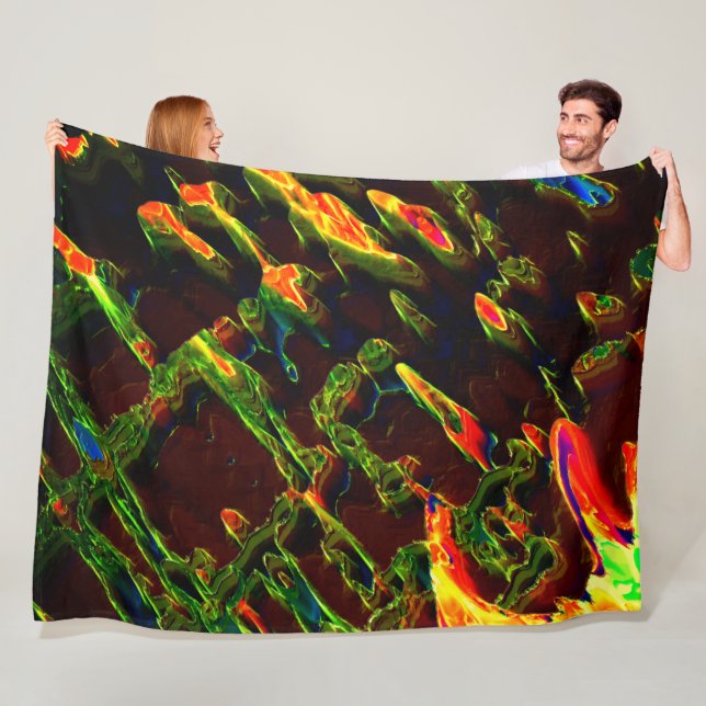 Grüntöne, die in Flammen entwässert werden Fleecedecke (Beispiel)