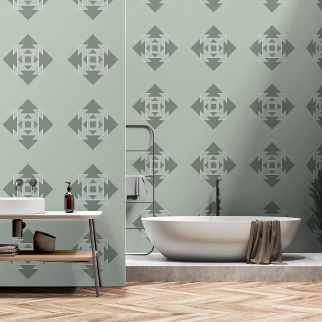 Grüntöne in abstrakten Formen Tapete (Badezimmer)