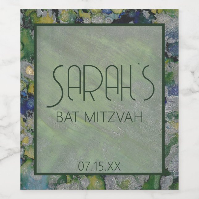 Grüntöne Silvers Weinetikett (Einzelnes Label)