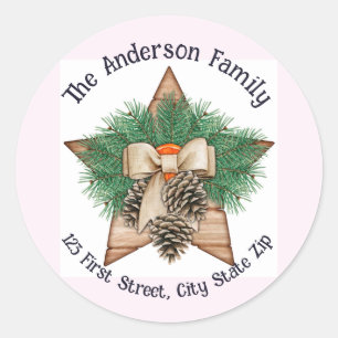 Grüntöne Wasserfarbene Pine Tree Weihnachten Runder Aufkleber