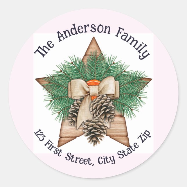 Grüntöne Wasserfarbene Pine Tree Weihnachten Runder Aufkleber (Vorderseite)