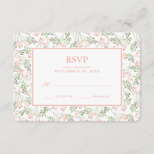 Grünu. Rosabotanischer Watercolor - Hochzeit UAWG RSVP Karte