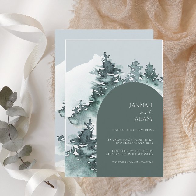 Grünwald-Pinienbäume Hochzeit Einladung (Von Creator hochgeladen)