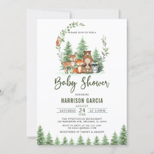 Grünwald Waldtiere Kinderdusche Einladung