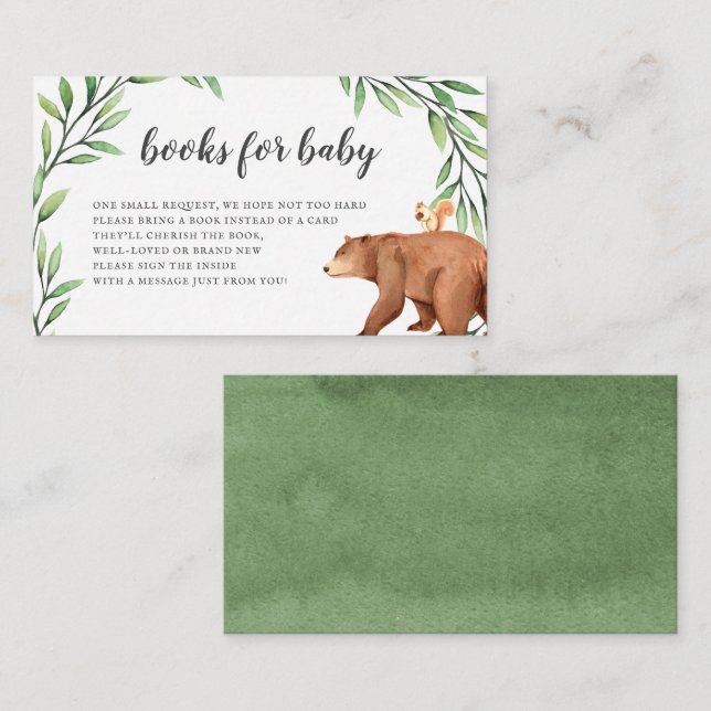 Grünwaldtiere Kinderduschbücher für Baby Begleitkarte (Vorne/Hinten)