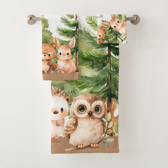 Grünwaldtiere Mit Monogramm Waldland Badhandtuch Set (Insitu)