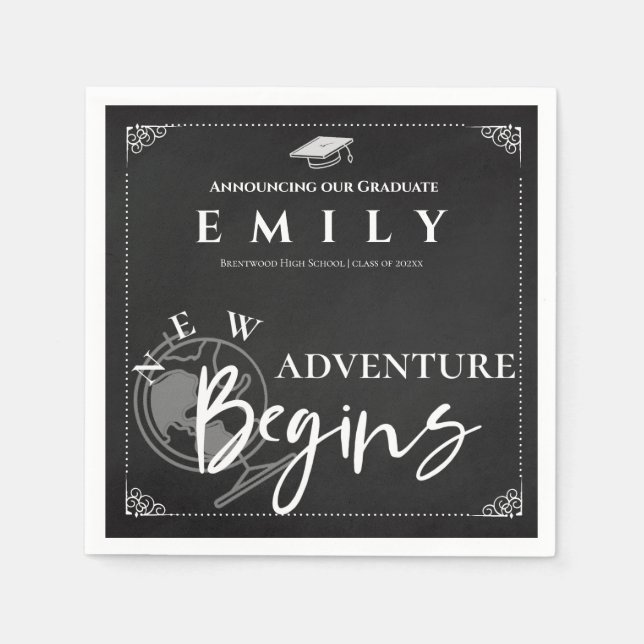 Gruppe 2025 Abenteuer beginnt Abitur Party Serviette (Vorderseite)