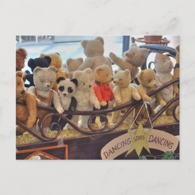 Gruppe antiker Teddybären Postkarte (Vorderseite)