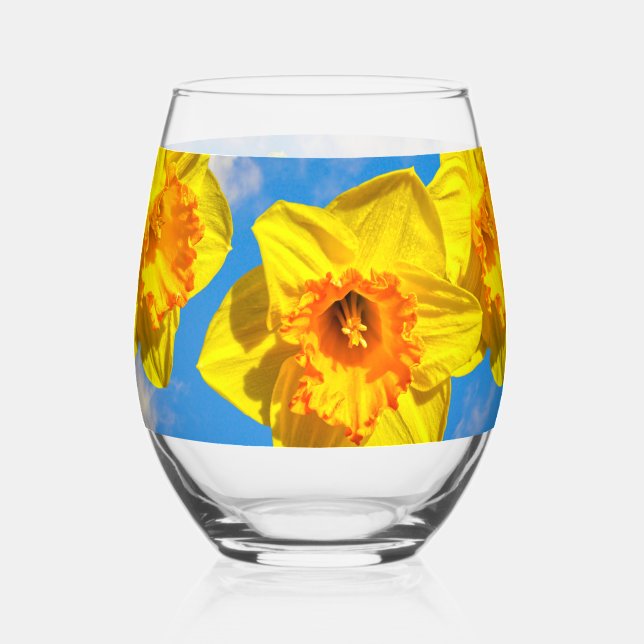 Gruppe der Daffodils Goldmedaille-Blume Weinglas Ohne Stiel (Rückseite)