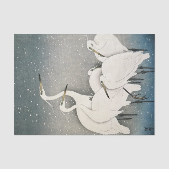 Gruppe der Egrets, 1925-1936 von Ohara Koson Seidenpapier (Vorderseite)