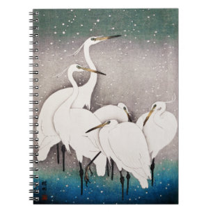 Gruppe der Egrets, Ohara Koson, Vintage japanische Notizblock