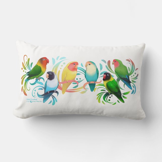 Gruppe der farbigen Lovebirds Lendenkissen (Vorderseite)