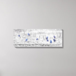 Gruppe der Wandkunst des blauen Reihers Leinwanddruck