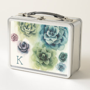 Gruppe des Monogramm-  von Succulents Metall Lunch Box