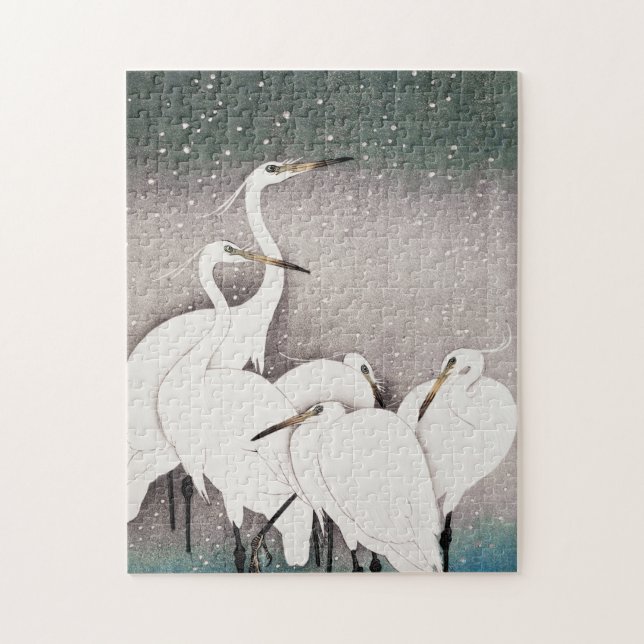 Gruppe Egrets Ohara Koson Vintag Illustration (Vertikal)